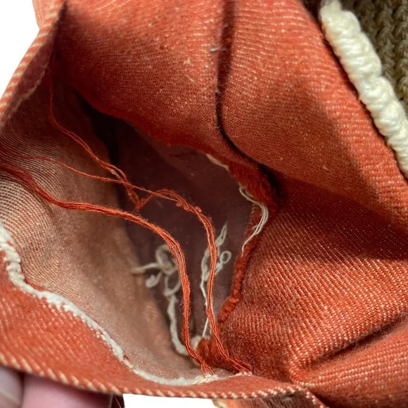 Vintage Boho Hippy Hemp Braided Hemp Wooden Button Flap Close Bag Purse Sack 70s - Picture 12 of 16